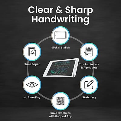 Portronics Ruffpad One Transparent Multicolor LCD Writing Pad with 8.5 inch Writing Area, India's first notepad to save and share your child's first creatives via Ruffpad app on your Smartphone