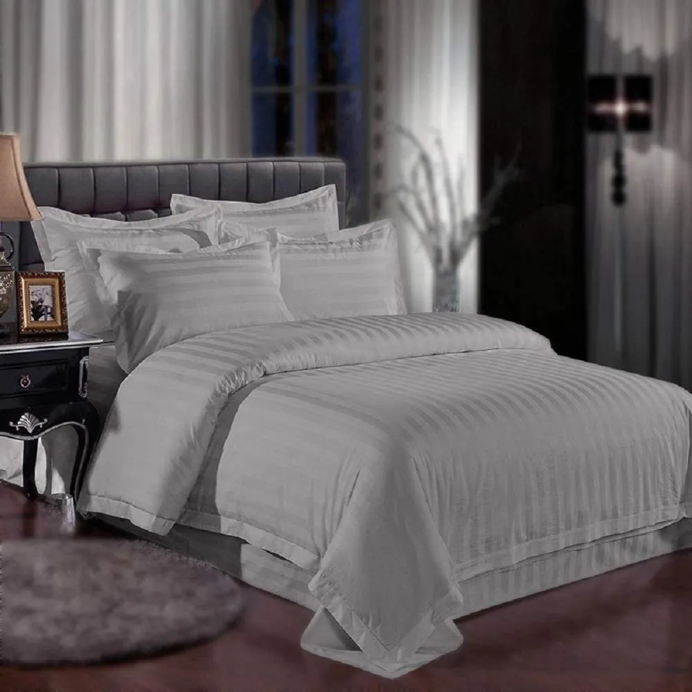 Duvet / Comforter Cover Glace Cotton 300 TC - Striped - Silver Duvet / Comforter Cover Glace Cotton 300 TC - Striped - Silver