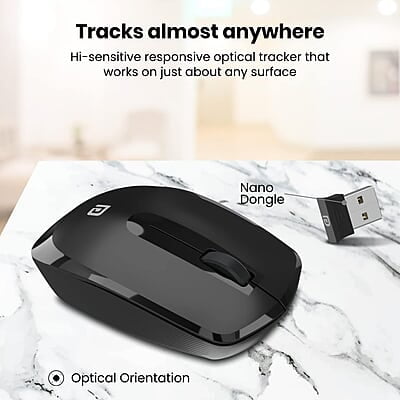 Portronics Toad 25 Wireless Mouse, 2.4 GHz with USB Nano Dongle, 1200 DPI Optical Tracking, Ambidextrous for PC, MacBook, Laptop