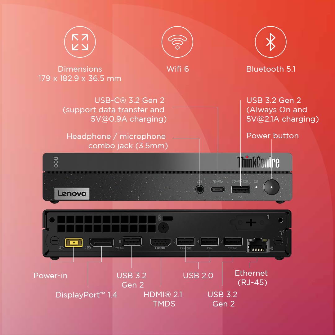 Lenovo ThinkCentre Neo 50q Tiny Intel Core i5 13th Gen Light Desktop (12LNA00LIH)