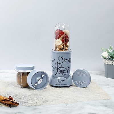 Wonderchef Nutri-Blend, 400 Watts, 22000 RPM 100% Full Copper Motor, Mixer-Grinder, Blender, Stainless Steel Blades Gray