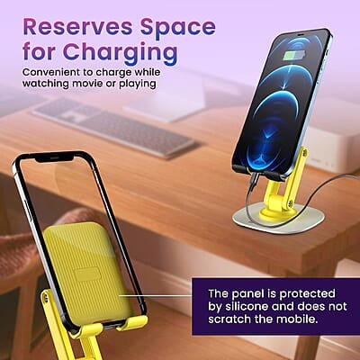 Portronics Mobot III 360° Rotatable & Foldable Mobile Phone Holder With Stable Metallic base,Adjustable Height