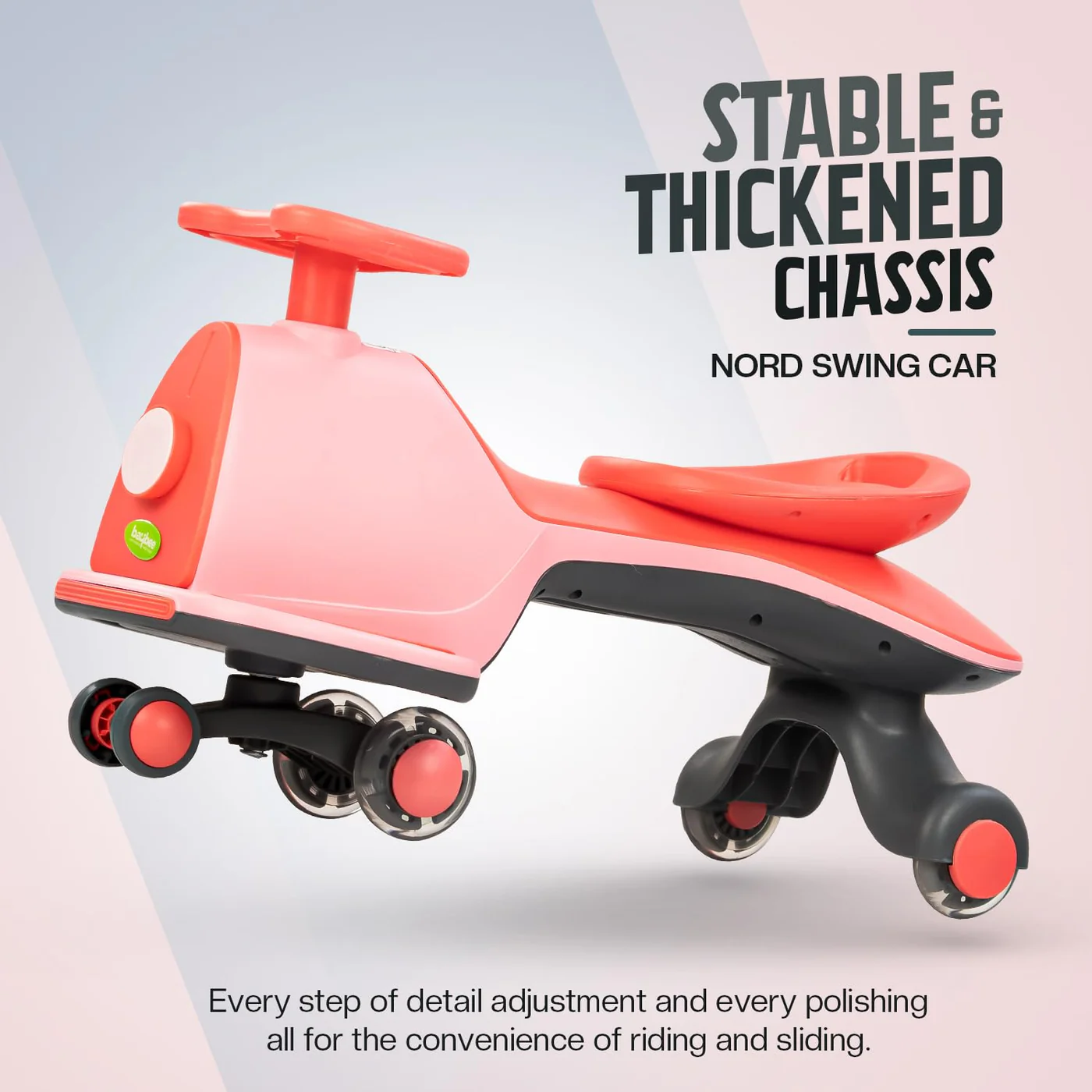 Baybee Nord Kids Magic Swing Car for Kids- Light Pink