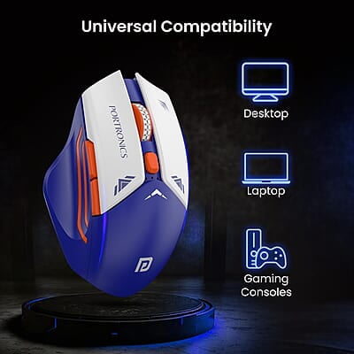 Portronics Vader Pro Wireless Gaming Mouse with 2.4 GHz Receiver, 6 Buttons, Thumb Support, High-Precision Tracking, Ergonomic Comfort, Adjustable Optical DPI for Laptop, PC, Mac
