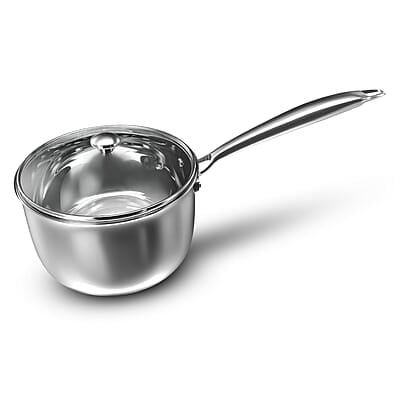 Preethi Metallica Collection Triply Stainless Steel Milk Pan with Glass Lid, 16 cm, Gas & Induction Compatible Preethi Metallica Collection Triply Stainless Steel Milk Pan with Glass Lid, 16 cm, Gas & Induction Compatible