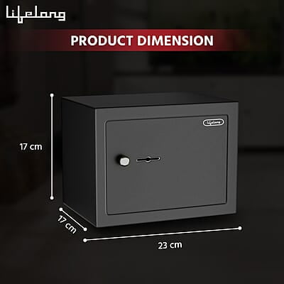 Lifelong Home Safe Locker with Key for Home, 8.6 Litre Capacity, 3 Live Bolts, 5mm Sturdy Metal Door