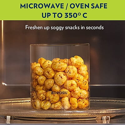 BOROSIL SQUARE DISHWITH GREEN LID-1L