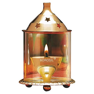 Borosil Akhand Diya (Large, Brass)