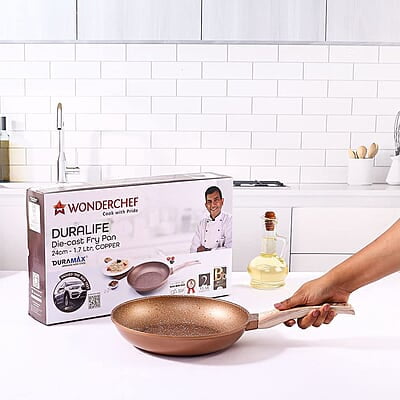 Wonderchef Duralife Die-cast 24 cm Fry Pan 5 Layer Healthy Duramax Non-Stick Coating 1.7 litres
