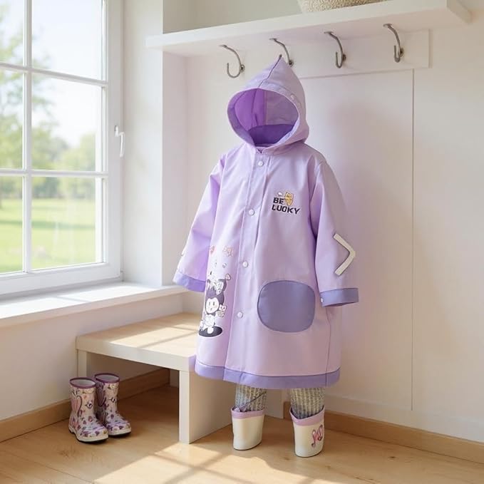 Cutest Kuromi Print Rain Coat for little kids for rainy season, Size For 5-6 Years(Small)