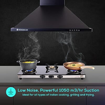 Wonderchef Power Elite Chimney  60cm  1050 m3/hr  Baffle Filter  3 Speed Push Button Controls