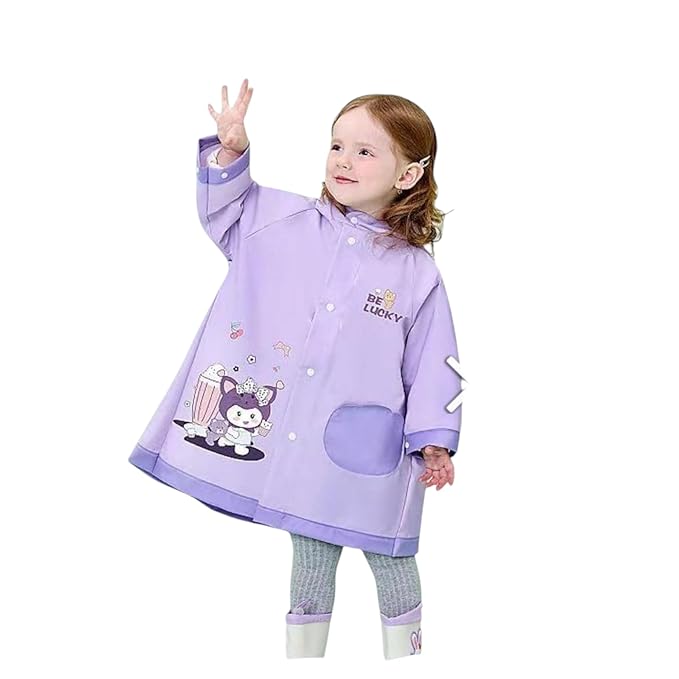 HOUSE Cutest Kuromi Print Rain Coat for little kids for rainy season, Size For 3-4 Years(Small) HOUSE Cutest Kuromi Print Rain Coat for little kids for rainy season, Size For 3-4 Years(Small)