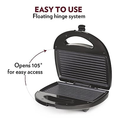 Borosil Neo Grill 2.0, 750 Watt, Bread Sandwich Maker, Makes 2 Sandwiches, Non-stick Grill plates opens 105°, For Snacks and Breakfast