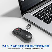 Portronics SlideMate Wireless Presenter Remote with Red Laser Pointer, Dual Type-C & USB Receiver, Slideshow Control for Laptop, Mac, PC, and Projectors (Black) Portronics SlideMate Wireless Presenter Remote with Red Laser Pointer, Dual Type-C & USB Receiver, Slideshow Control for Laptop, Mac, PC, and Projectors (Black)