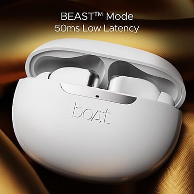 boAt Airdopes 141 ANC TWS in-Ear Earbuds w/ 32 dB ANC, 42 Hrs Playback, 50ms Low Latency Beast Mode, 4 Mics with ENx, ASAP Charge, IWP Twch with BT v5.3 & IPX5 Ear Buds TWS