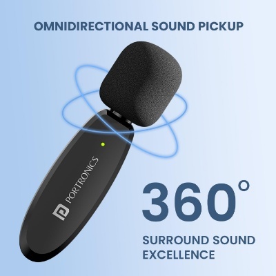 Portronics Dash 7 Omnidirectional 8 Pin Wireless Microphone, Noise Cancellation, Plug & Play, Lapel Wireless Mic for Video Recording, Supports 8 Pin iPhone, iPads (Black) Portronics Dash 7 Omnidirectional 8 Pin Wireless Microphone, Noise Cancellation, Plug & Play, Lapel Wireless Mic for Video Recording, Supports 8 Pin iPhone, iPads (Black)