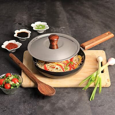 Wonderchef Ebony Hard-anodised Aluminium Fry Pan 24cm Frying Pan Non Stick 1.75L 3.25mm thickness