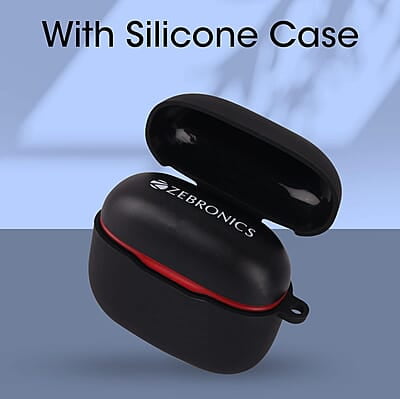 Zebronics SOUND BOMB 9 Semi in ear Bluetooth v5.2 TWS earbuds with 16H backup, ENC Calling, Gaming mode (Upto 50ms), Voice assistant, Flash connect, Silicone case, Splash proof and Type C