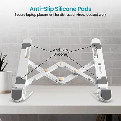Portronics My Buddy K Lite Foldable Laptop Stand with Adjustable Heights, Anti-Slip Silicone Pads, Collapsible Design, 5 kg Max Weight