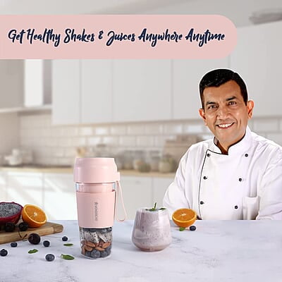 Wonderchef Plastic Nutri-Cup Portable Blender Usb Charging Rechargeable Blender 300Ml Pink