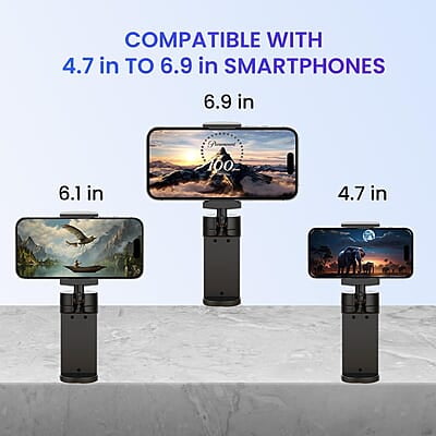 Portronics Mobot Clip Mobile Holder with 360° Adjustable Angles, Light Weight, Pocket Friendly, Mobile Stand for Table