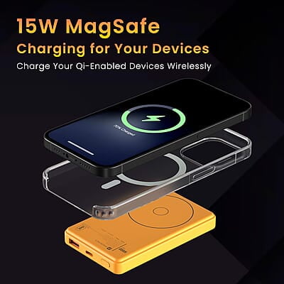 Portronics Luxcell Wireless Mini 10k 10000mAh 15W Magnetic Wireless Fast Charging Smallest Power Bank with 22.5 Wired Output