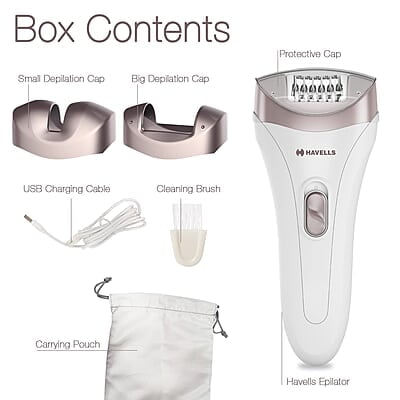 Havells FD5051 Epilator, Hair Removal for Women, Wet & Dry, Cordless, Rechargeable