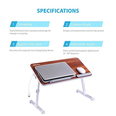 Portronics My Buddy Plus Adjustable Laptop Table with built-in USB Cooling Fan, Foldable Legs, Adjustable Angle