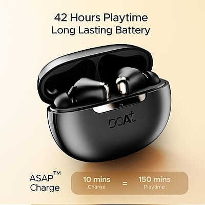boAt Airdopes 141 ANC TWS in-Ear Earbuds w/ 32 dB ANC, 42 Hrs Playback, 50ms Low Latency Beast Mode, 4 Mics with ENx, ASAP Charge, IWP Twch with BT v5.3 & IPX5 Ear Buds TWS