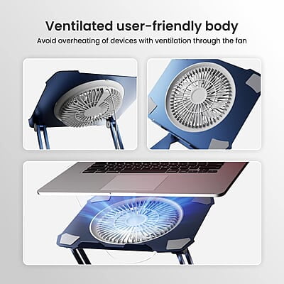 Portronics My Buddy K10 Portable Laptop Stand with Multiple Height Adjustable Angles, Fan-Based Ventilated Bottom