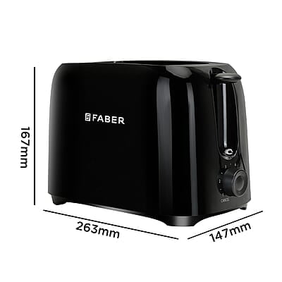 Faber FT 900W BK 900-Watt 2-Slice Pop-up Toaster (Black)