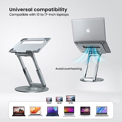 Portronics My Buddy K8 Portable Laptop Stand with 360° Rotating Base, Posture Support, Adjustable Height