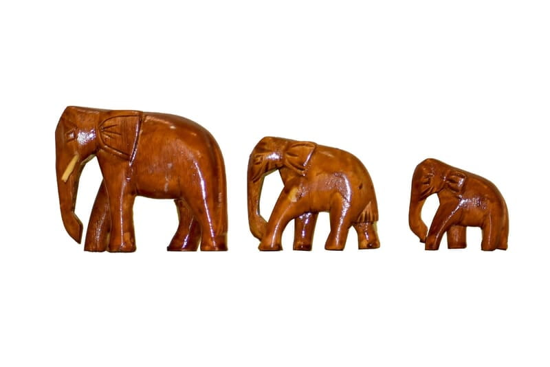 EELIKA Wooden Elephant Figurines for Home Decor, Set of 3, Brown || 1st Elepant Dimensions: 8cm x 3cm x 7cm, 2nd Elephant Dimensions: 6.5cm x 2.5cm x 4.5cm, 3rd Elephant Dimensions: 5cm x 2cm x 4cm EELIKA Wooden Elephant Figurines for Home Decor, Set of 3, Brown || 1st Elepant Dimensions: 8cm x 3cm x 7cm, 2nd Elephant Dimensions: 6.5cm x 2.5cm x 4.5cm, 3rd Elephant Dimensions: 5cm x 2cm x 4cm