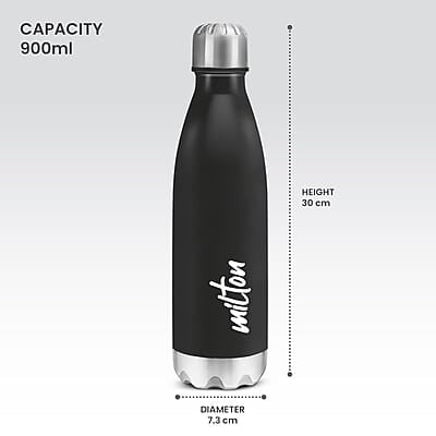 MILTON Shine 1000 Stainless Steel Water Bottle, 900 ml Single walled  Leak Proof
