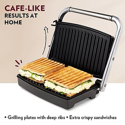 Borosil Jumbo Grill Sandwich Maker, 1500W, Non-Stick Grilling Plate, 180ᶿ Open Flexibility, Make 4 Sandwiches Borosil Jumbo Grill Sandwich Maker, 1500W, Non-Stick Grilling Plate, 180ᶿ Open Flexibility, Make 4 Sandwiches