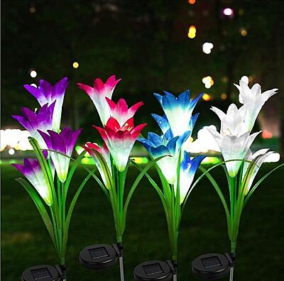 Flower Lily Solar Changing Garden Lights - Solar-Powered, Colour Changing Flower Lily Solar Changing Garden Lights - Solar-Powered, Colour Changing