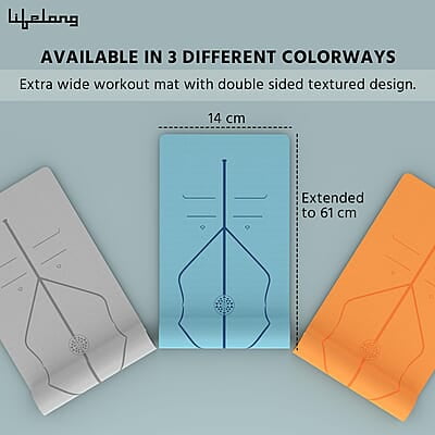 Lifelong Yoga Mat For Women & Men Tpe Material 6Mm Anti-Slip Yoga Mat With Bag For Gym Workout Lifelong Yoga Mat For Women & Men Tpe Material 6Mm Anti-Slip Yoga Mat With Bag For Gym Workout