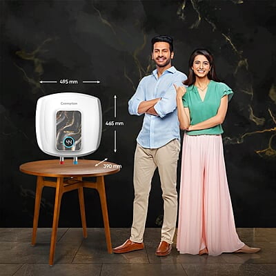 Crompton Solarium Qube IOT 25L Smart Storage Water Heater (Geyser) with Alexa Enabled Control (White),Free installation & connection pipes.