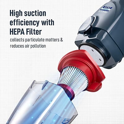KENT Storm Vacuum Cleaner 600W  Cyclone5 Technology and HEPA Filter  Bagless Design Ideal for Floors, Curtains, Carpets, Sofa Grey
