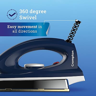 Crompton Greaves Rhino Plus 1250 Watt Blue Heavy weight Dry Iron with Golden American Heritage Coating