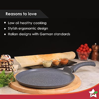 Wonderchef Granite 24cm Non-Stick Dosa Tawa 3.5mm Virgin Aluminium