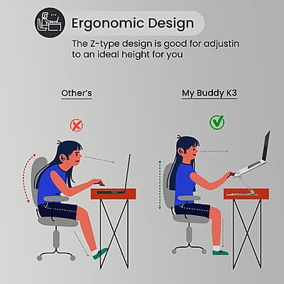 Portronics My Buddy K3 Portable Laptop Tabletop Stand I Foldable & Adjustable for Laptops Up to 15.6 Inches