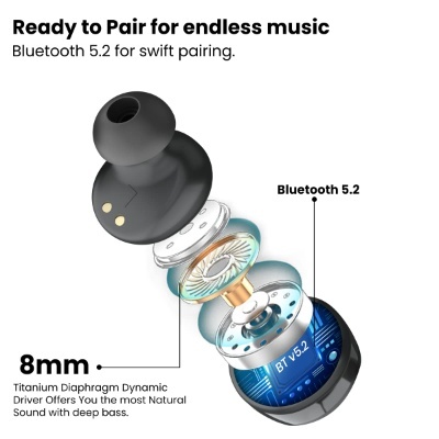 Portronics Harmonics Twins S3 Smart TWS Bluetooth 5.3 in Ear Earbuds with 20 Hrs Playtime, 8Mm Drivers, Type C Charging, Ipx4 Water Resistant, Low Latency, Lightweight Design(Black) Portronics Harmonics Twins S3 Smart TWS Bluetooth 5.3 in Ear Earbuds with 20 Hrs Playtime, 8Mm Drivers, Type C Charging, Ipx4 Water Resistant, Low Latency, Lightweight Design(Black)