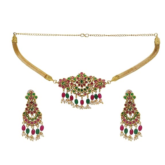 SRIMATHI JEWELLERS Floral design choker set SRIMATHI JEWELLERS Floral design choker set