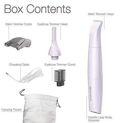 Havells 4-In-1 Lady Body Groomer Bikini & Eyebrow Trimmer With Protective Combs Recharegeable