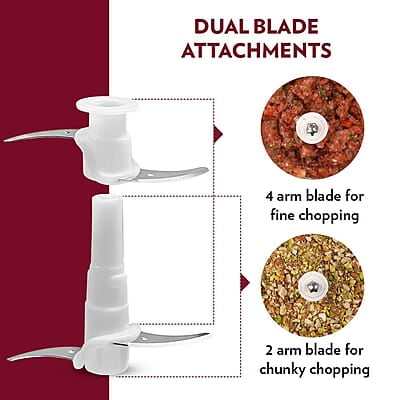 Borosil Chef Delite 300 Watts Electric Chopper for Kitchen, Twin Blade Technology, 600 ml 'chop-n-store' plastic bowl with lid, Vegetable Chopper, Cutter, Chop, Mince, Dice, Whisk, Blend