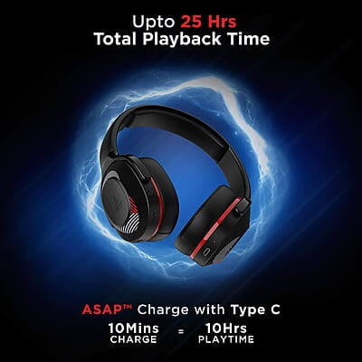 boAt Rockerz 425 Bluetooth Wireless On Ear Headphones Signature Sound, ENx Tech, ASAP Charge, 25H Playtime, Bluetooth V5.2, Dual Pairing with Mic