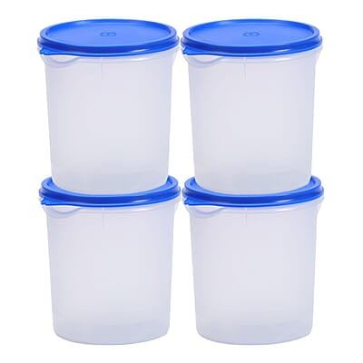 Varmora Magnum Round Smart Kitchen Storage Plastic Container – Blue Lid (1 Litres) (Pack of 4) Varmora Magnum Round Smart Kitchen Storage Plastic Container – Blue Lid (1 Litres) (Pack of 4)