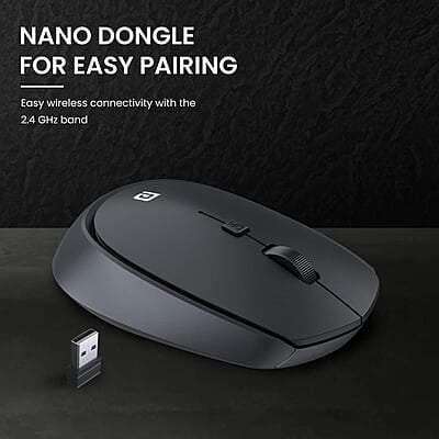 Portronics Toad 23 Wireless Optical Mouse with 2.4GHz, USB Nano Dongle, Optical Orientation, Click Wheel, Adjustable DPI