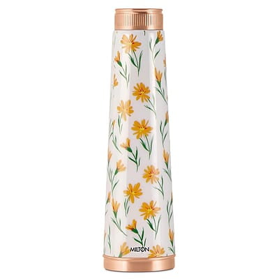 MILTON Copper Delight Design Water Bottle, 915 ml, Ethnic  Lacquer Coating, Curved bottle